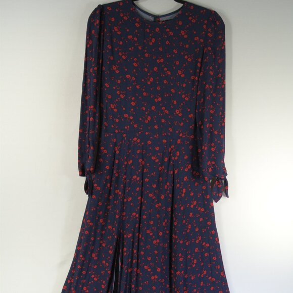 NEW Reformation Zelda Anaheim Poppy Midi Long Sleeve Slit Dress size 8 #1539 - Picture 6 of 13